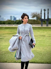 Load image into Gallery viewer, Elizabeth dress in grey matching cape
