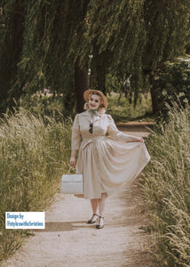 Kathy Dress in linen cream - Shop women style vintage, Audrey Hepburn jackets online -Christine