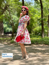 Load image into Gallery viewer, Bella Dress in Rose blooms cotton - Shop women style vintage, Audrey Hepburn jackets online -Christine
