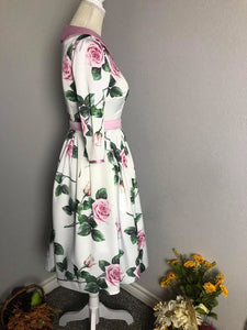 Kennedy Dress in Roses Silk - Shop women style vintage, Audrey Hepburn jackets online -Christine