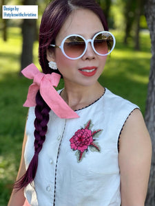 Julie skirt in Pink matching white top Linen - Shop women style vintage, Audrey Hepburn jackets online -Christine