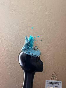 Turquoise Rhinestone flower teardrop hat