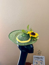 Load image into Gallery viewer, Sunflower summer hat - green rhinestones
