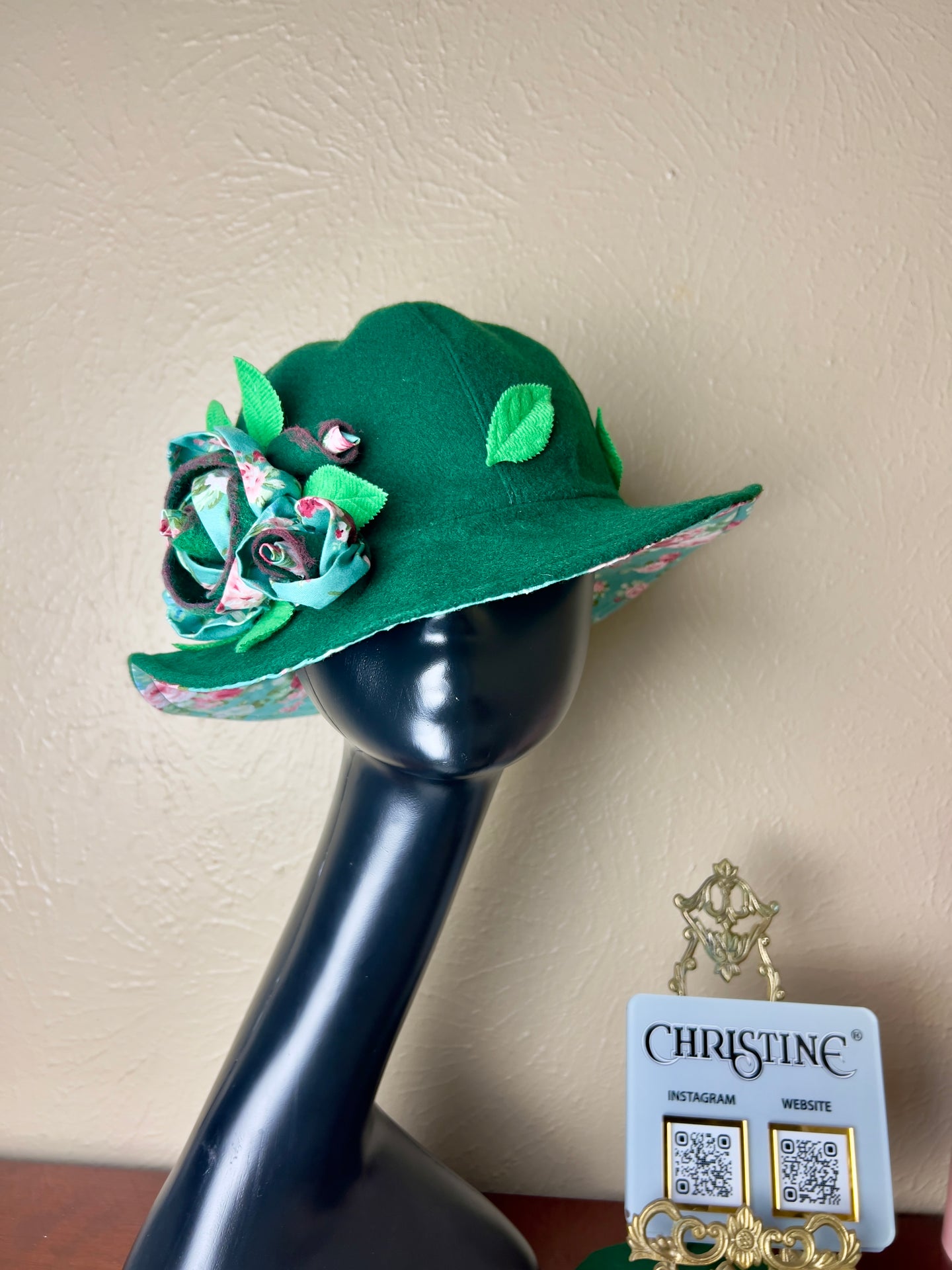 Romantic Cloche green hat matching coat