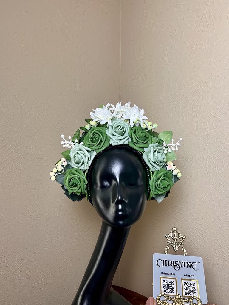 Green rose headpiece