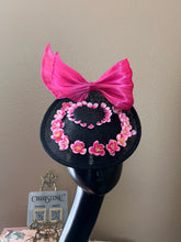 Load image into Gallery viewer, Black pink bow fuchsia  with cherry flowers
