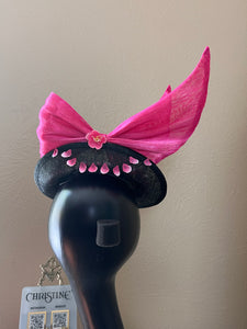 Black pink bow fuchsia  with cherry flowers