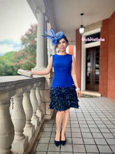 Jiji dress in Royal blue feather