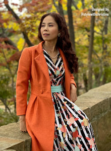 Audrey coat in Tweed patterns Orange  free matching pink dress size XS