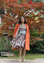 Load image into Gallery viewer, Audrey coat in Tweed patterns Orange  free matching pink dress size XS
