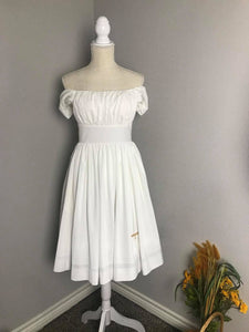 Caroline Dress in White cotton - Shop women style vintage, Audrey Hepburn jackets online -Christine
