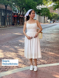 Lana Dress in white solid cotton - Shop women style vintage, Audrey Hepburn jackets online -Christine
