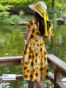 Suri Dress in Sunflowers Print cotton size S - Shop women style vintage, Audrey Hepburn jackets online -Christine