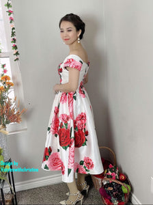 Diana Dress in Roses Taffeta size S - Shop women style vintage, Audrey Hepburn jackets online -Christine