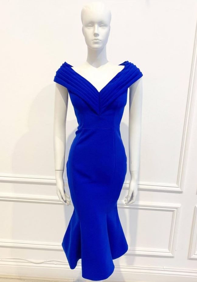 Mary dress in solid Blue - Shop women style vintage, Audrey Hepburn jackets online -Christine