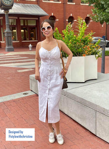 Lilian Dress in white linen - Shop women style vintage, Audrey Hepburn jackets online -Christine