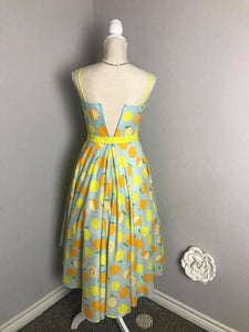 Juliet Dress in Lemon Print cotton size S - Shop women style vintage, Audrey Hepburn jackets online -Christine