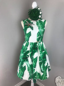 Audrey Dress in Banana Leaf Dragonfly gemstones brooch - Shop women style vintage, Audrey Hepburn jackets online -Christine