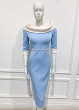 Load image into Gallery viewer, Casa dress in solid Blue white - Shop women style vintage, Audrey Hepburn jackets online -Christine
