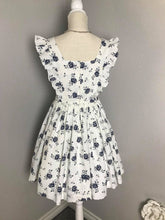 Load image into Gallery viewer, Pinafore Dress in Roses Linen size S - Shop women style vintage, Audrey Hepburn jackets online -Christine
