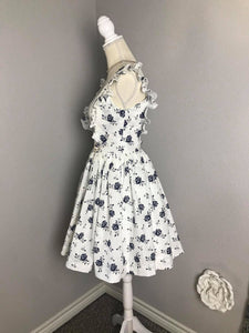 Pinafore Dress in Roses Linen size S - Shop women style vintage, Audrey Hepburn jackets online -Christine