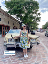 Load image into Gallery viewer, Julie skirt matching top in Lemon Print cotton - Shop women style vintage, Audrey Hepburn jackets online -Christine
