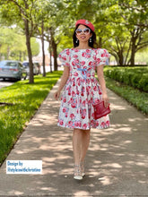 Load image into Gallery viewer, Bella Dress in Rose blooms cotton size S - Shop women style vintage, Audrey Hepburn jackets online -Christine
