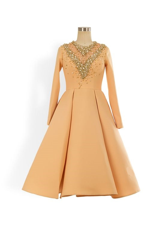 Kim dress in Gold - Shop women style vintage, Audrey Hepburn jackets online -Christine