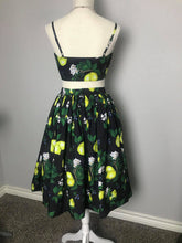 Load image into Gallery viewer, Julie skirt matching top in Lemon Black Print cotton - Shop women style vintage, Audrey Hepburn jackets online -Christine
