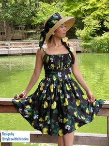 Lana Dress in lemon print cotton - Shop women style vintage, Audrey Hepburn jackets online -Christine