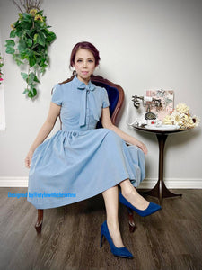 Kate Dress in Solid Blue