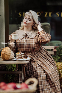 Loren Dress in Autumn Plaid Brown