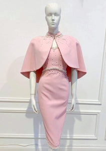 Susana dress in pink matching cape - Shop women style vintage, Audrey Hepburn jackets online -Christine