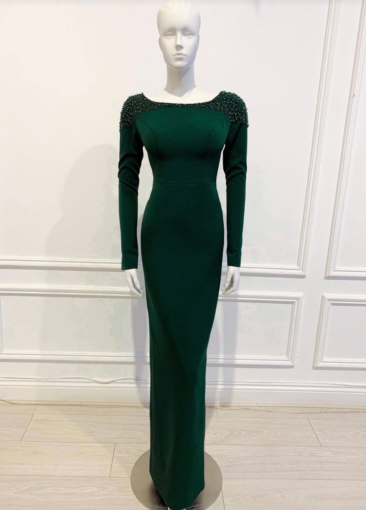 Jessi Gown in solid Green - Shop women style vintage, Audrey Hepburn jackets online -Christine
