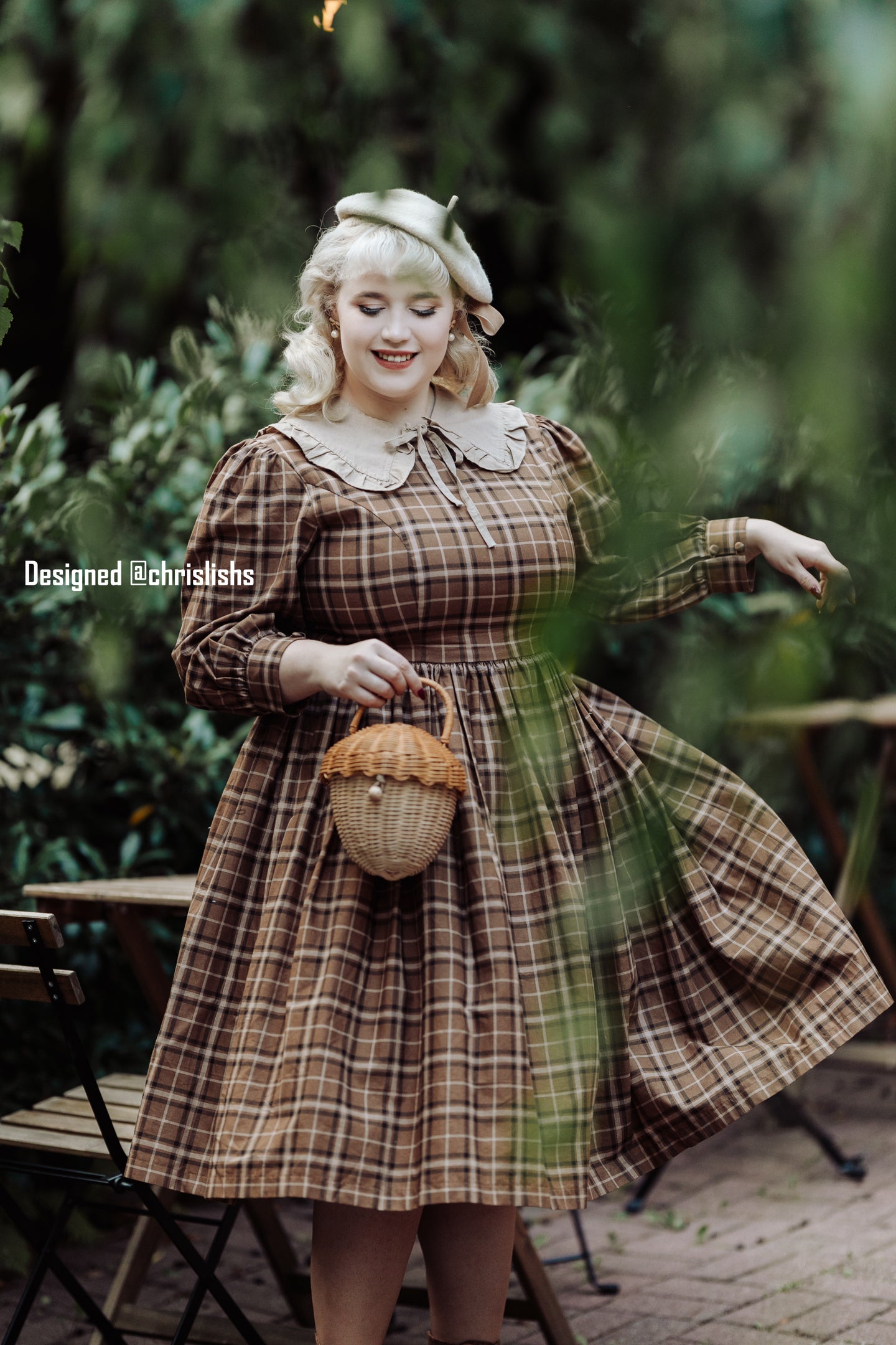 Loren Dress in Autumn Plaid Brown