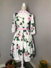 Load image into Gallery viewer, Kennedy Dress in Roses Silk - Shop women style vintage, Audrey Hepburn jackets online -Christine
