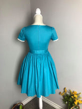 Load image into Gallery viewer, Lily Dress in &quot;AQUA&quot; Blue cotton - Shop women style vintage, Audrey Hepburn jackets online -Christine
