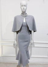 Load image into Gallery viewer, Licia dress in grey matching cape
