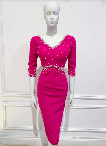 Andrea dress in solid lotus pink - Shop women style vintage, Audrey Hepburn jackets online -Christine