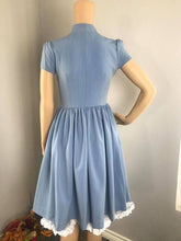 Load image into Gallery viewer, Kate Dress in Solid Blue Cotton - Shop women style vintage, Audrey Hepburn jackets online -Christine

